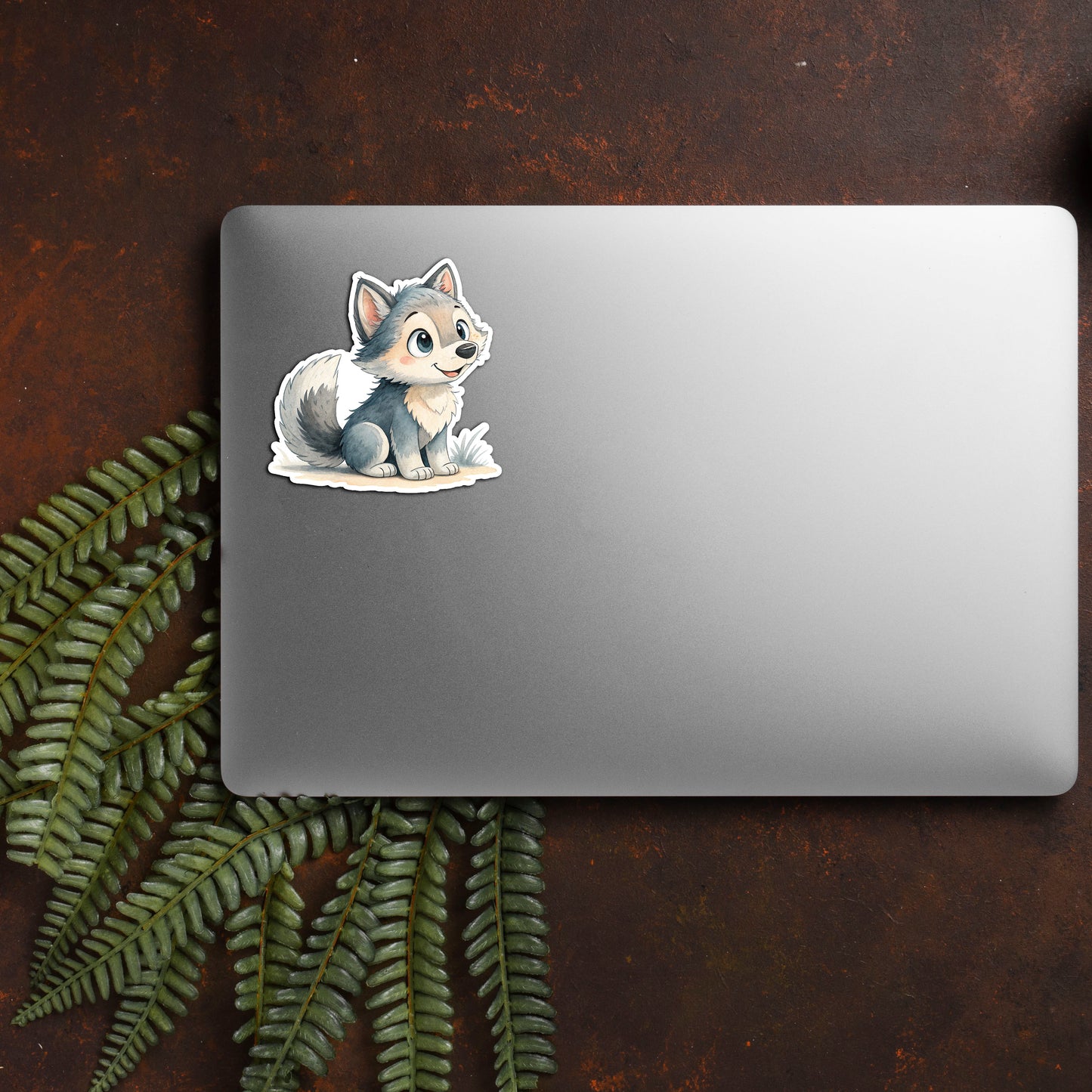 Cute Baby Wolf Sticker – Waterproof Vinyl Watercolor Wolf Decal for Laptops, Water Bottles & Journals