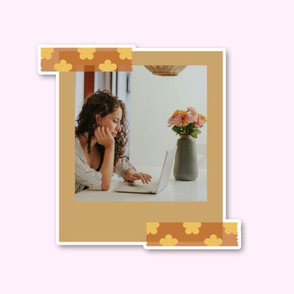 Rustic Brown Frame Custom Photo Sticker – Add Your Photo