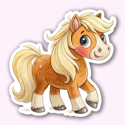 Cute Pony Sticker – Watercolor Horse Vinyl Decal