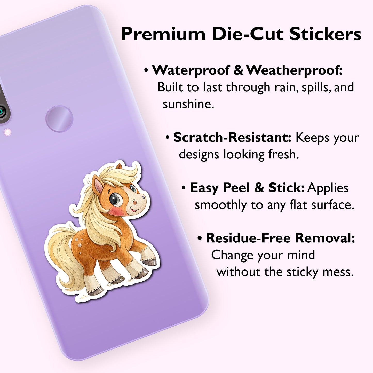 Cute Pony Sticker – Watercolor Horse Vinyl Decal