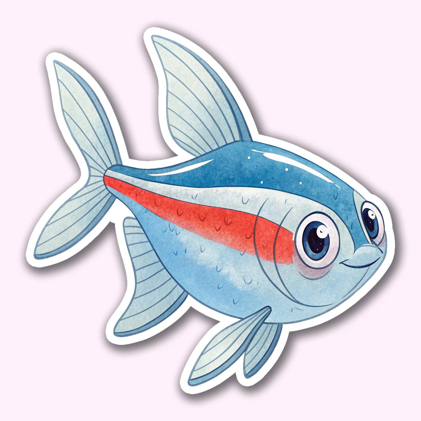 Cute Watercolor Fish Sticker – Waterproof Vinyl Aquarium Fish Decal for Laptops, Water Bottles & Journals