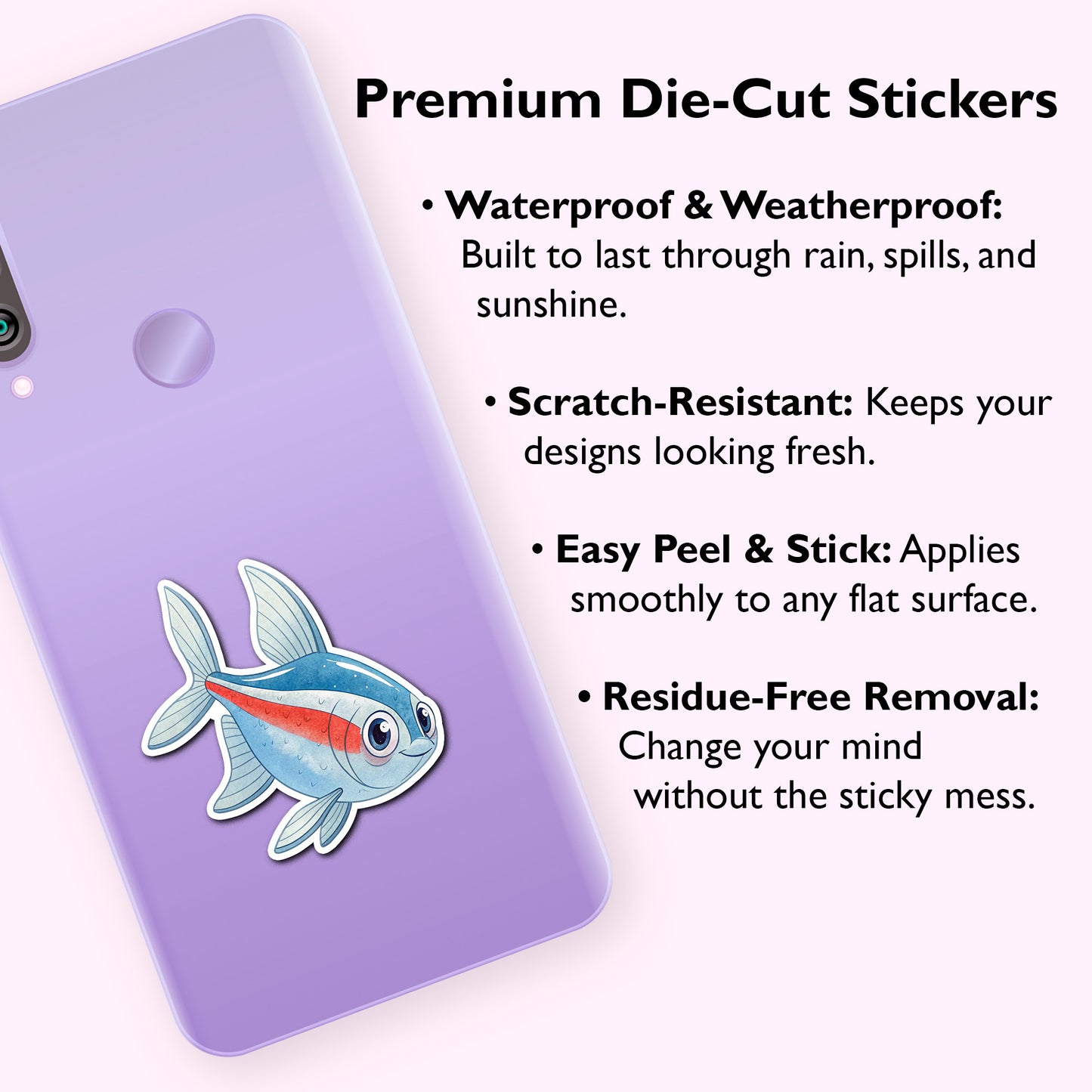 Cute Watercolor Fish Sticker – Waterproof Vinyl Aquarium Fish Decal for Laptops, Water Bottles & Journals