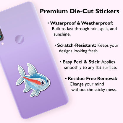 Cute Watercolor Fish Sticker – Waterproof Vinyl Aquarium Fish Decal for Laptops, Water Bottles & Journals