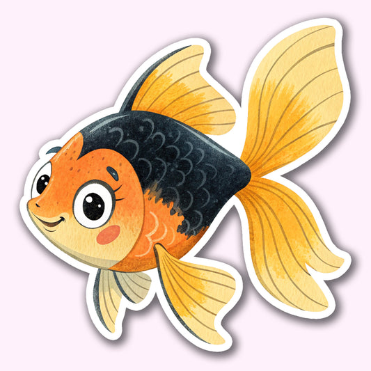 Cute Goldfish Sticker – Waterproof Vinyl Watercolor Fish Decal for Laptops, Water Bottles & Journals