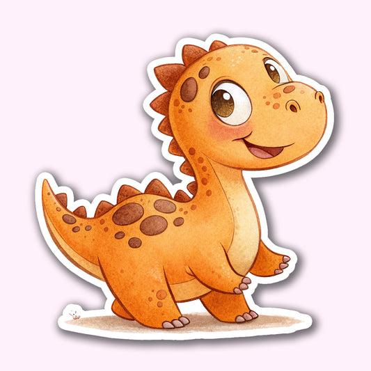 Cute Baby Dinosaur Sticker – Waterproof Vinyl Watercolor Dino Decal for Laptops, Water Bottles & Journals