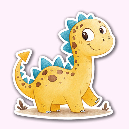 Cute Long-Neck Dinosaur Sticker – Waterproof Vinyl Watercolor Dino Decal for Laptops, Water Bottles & Journals