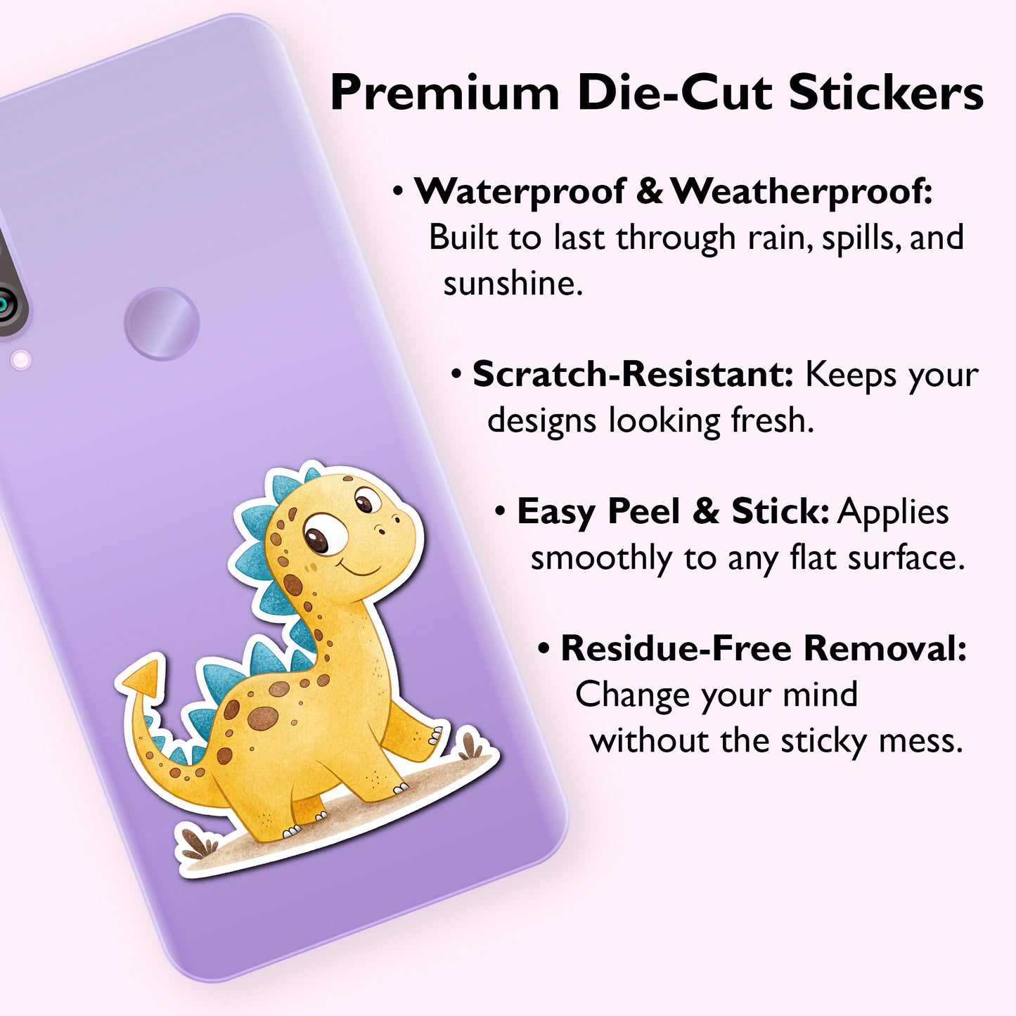 Cute Long-Neck Dinosaur Sticker – Waterproof Vinyl Watercolor Dino Decal for Laptops, Water Bottles & Journals