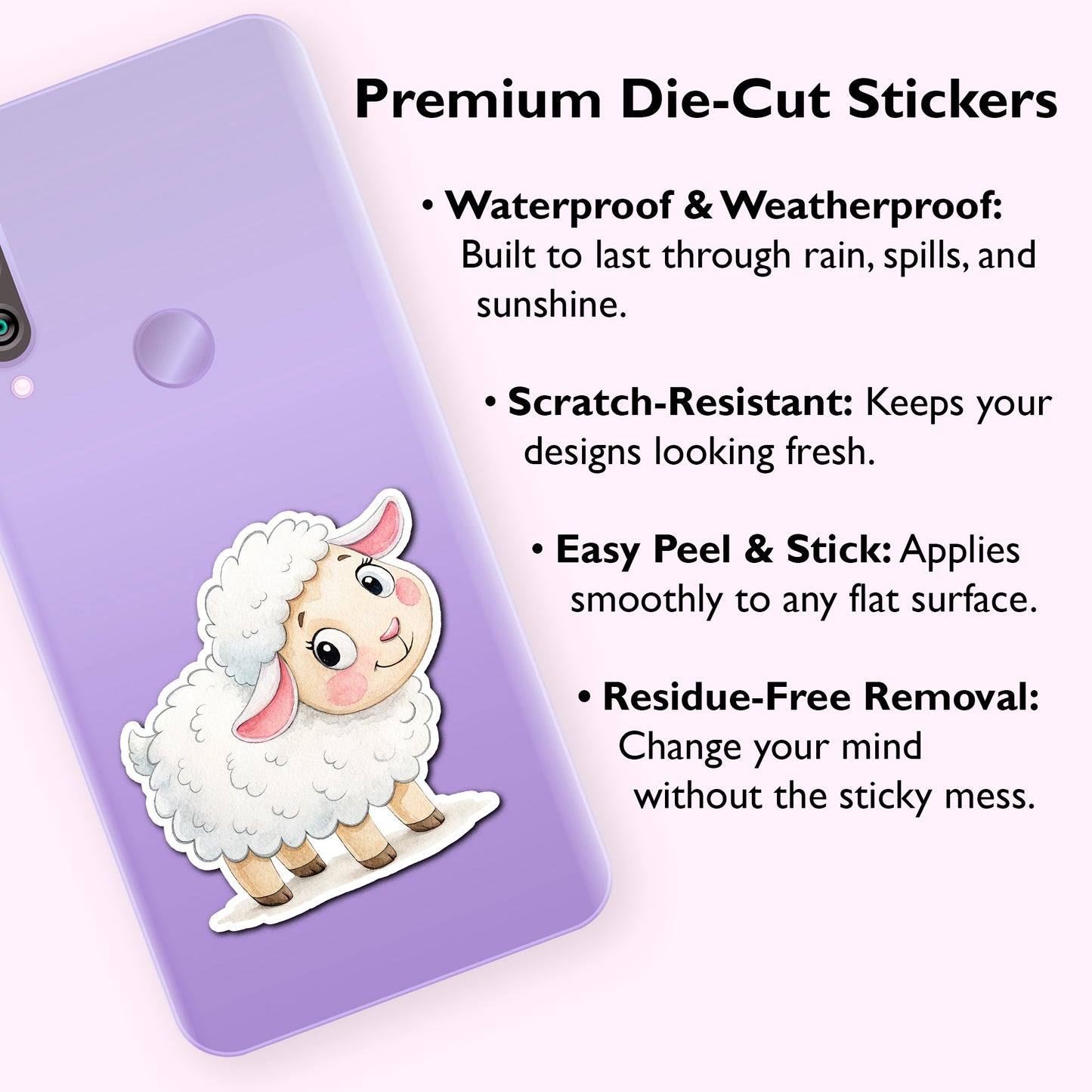 Cute Sheep Sticker – Waterproof Vinyl Watercolor Lamb Decal for Laptops, Water Bottles & Journals