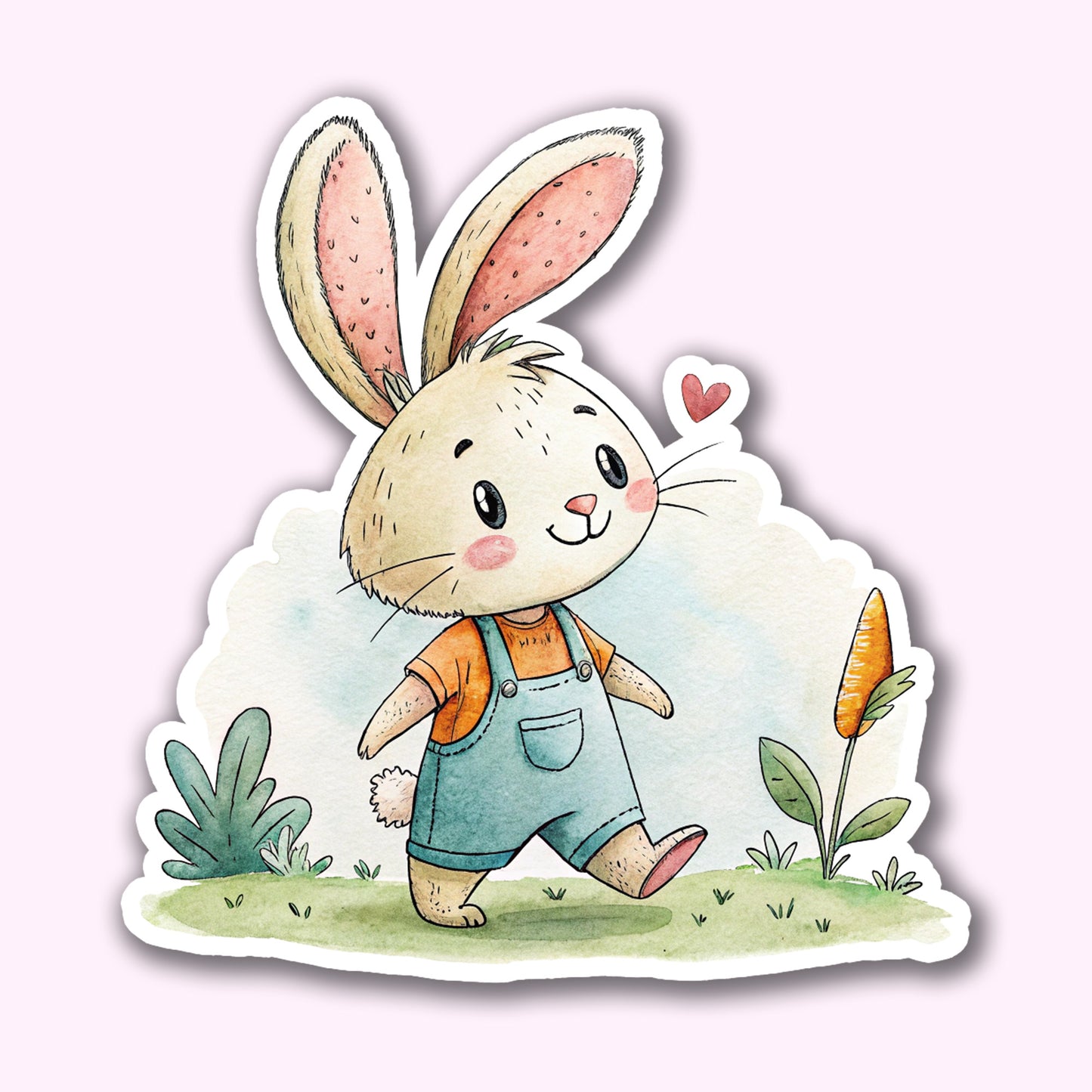 Cute Bunny Sticker – Waterproof Vinyl Watercolor Rabbit Decal for Laptops, Water Bottles & Journals