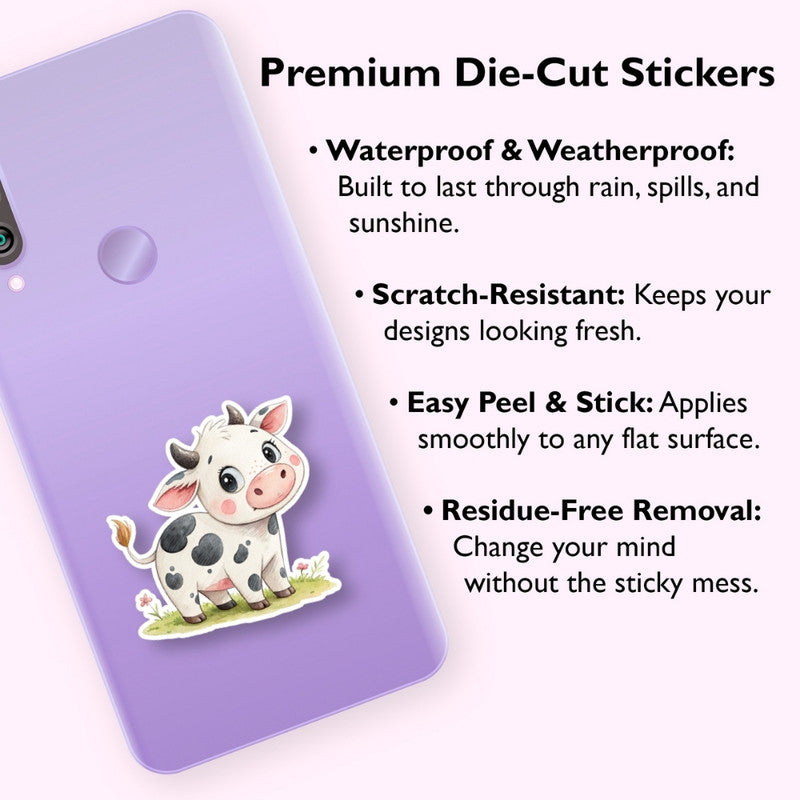 watercolor cow sticker