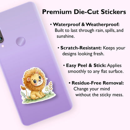 Cute Lion Cub Watercolor Sticker