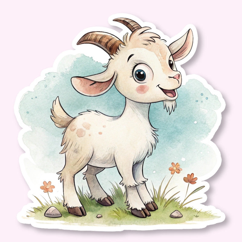 watercolor baby goat sticker